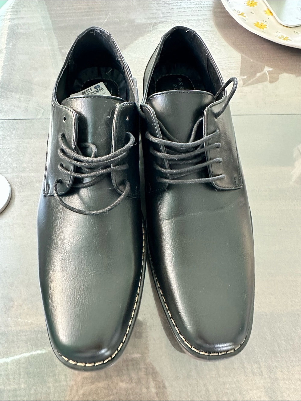 Perry Ellis Black Lace-Up Derby Shoes